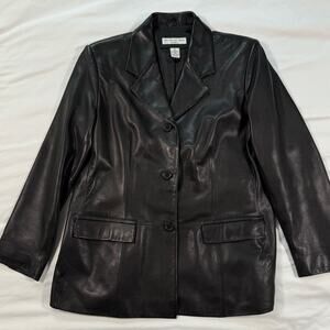 Preston & York Jacket Women's Petite Large PL Black Lambskin Leather